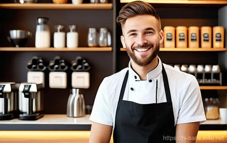 바리스타 시험의 최신 트렌드 - **Prompt 1: The Engaging Barista and Delighted Customer**
    "A vibrant and welcoming scene inside ...