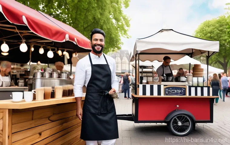 바리스타 자격증을 활용한 부업 - **A Focused Barista Crafting Latte Art at Home**
    "A medium shot of a young, friendly barista, we...