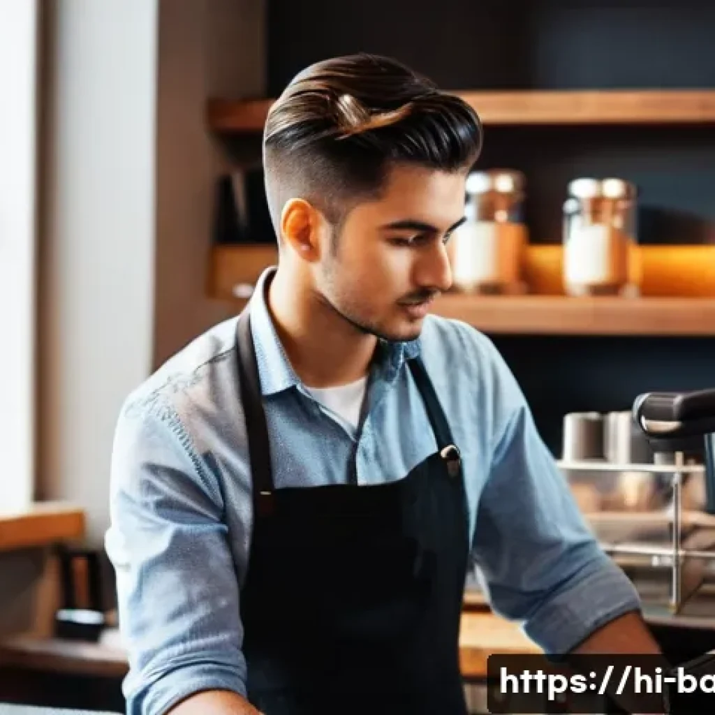 바리스타 업무 일지 작성 방법 - **Prompt 1: Focused Barista Documenting Learnings**
    "A young, professional barista, wearing a cl...