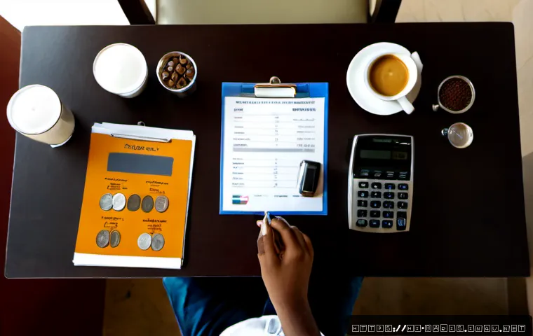 Home 15 바리스타 자격증 취득 비용 - Photorealistic overhead view of a neat café training desk in India, a young aspiring barista compari...